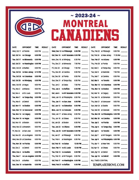 canadiens de montréal calendrier imprimable|calendrier des canadiens 2023 2024.